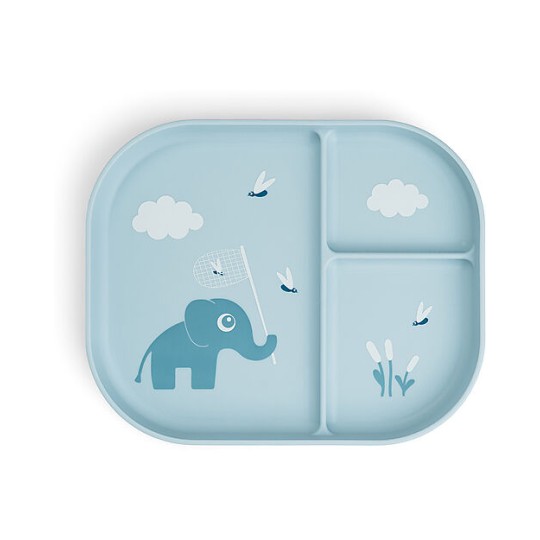 Done By Deer - Piatto con scomparti Foodie - 100% PP Alimentare - Colore: Elphee Celeste