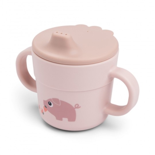 Done By Deer - Tazza con beccuccio e manici - Tiny Farm - 100% Silicone alimentare - Versioni Done By Deer: Cipria