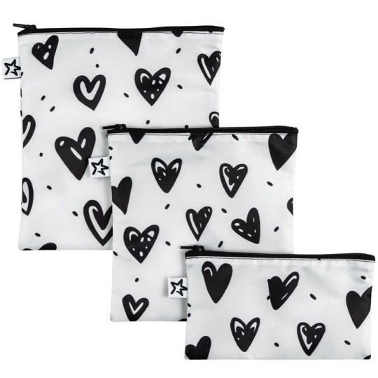 Tiny Twinkle - Set 3 buste per gli snack impermeabili con Zip - Riutilizzabili, Lavabili, in Materiale Riciclato OEKO-TEX - Per per Bambino e Viaggio - Versioni Tiny Twinkle: Hearth