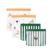 Liewood - Sacchetti per il cibo ermetici riutilizzabili Rebus - 4 pezzi - Realizzati in PEVA 100% alimentare e resistente - Colore Liewood: All together / Sandy
