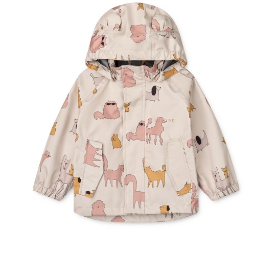 Liewood - Set antipioggia Manu - Completo giacca e pantaloni Wateroproof - Taglia: 104, Colore Liewood: Cats and Dogs / Sandy