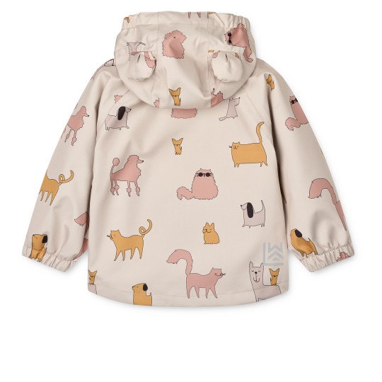 Liewood - Set antipioggia Manu - Completo giacca e pantaloni Wateroproof - Taglia: 104, Colore Liewood: Cats and Dogs / Sandy