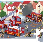 Janod - Puzzle per bambini - 24 pezzi - Pompieri
