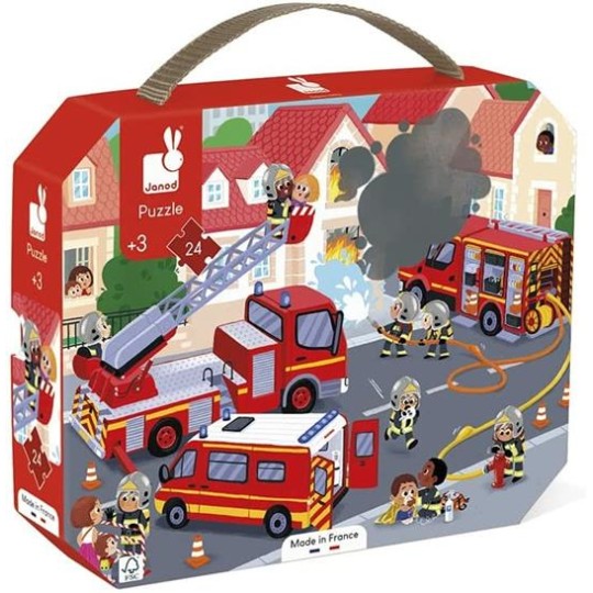 Janod - Puzzle per bambini - 24 pezzi - Pompieri