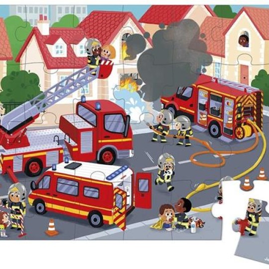 Janod - Puzzle per bambini - 24 pezzi - Pompieri