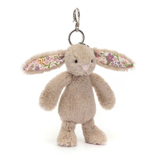 Jellycat - Portachiavi Coniglio Beige con fiori